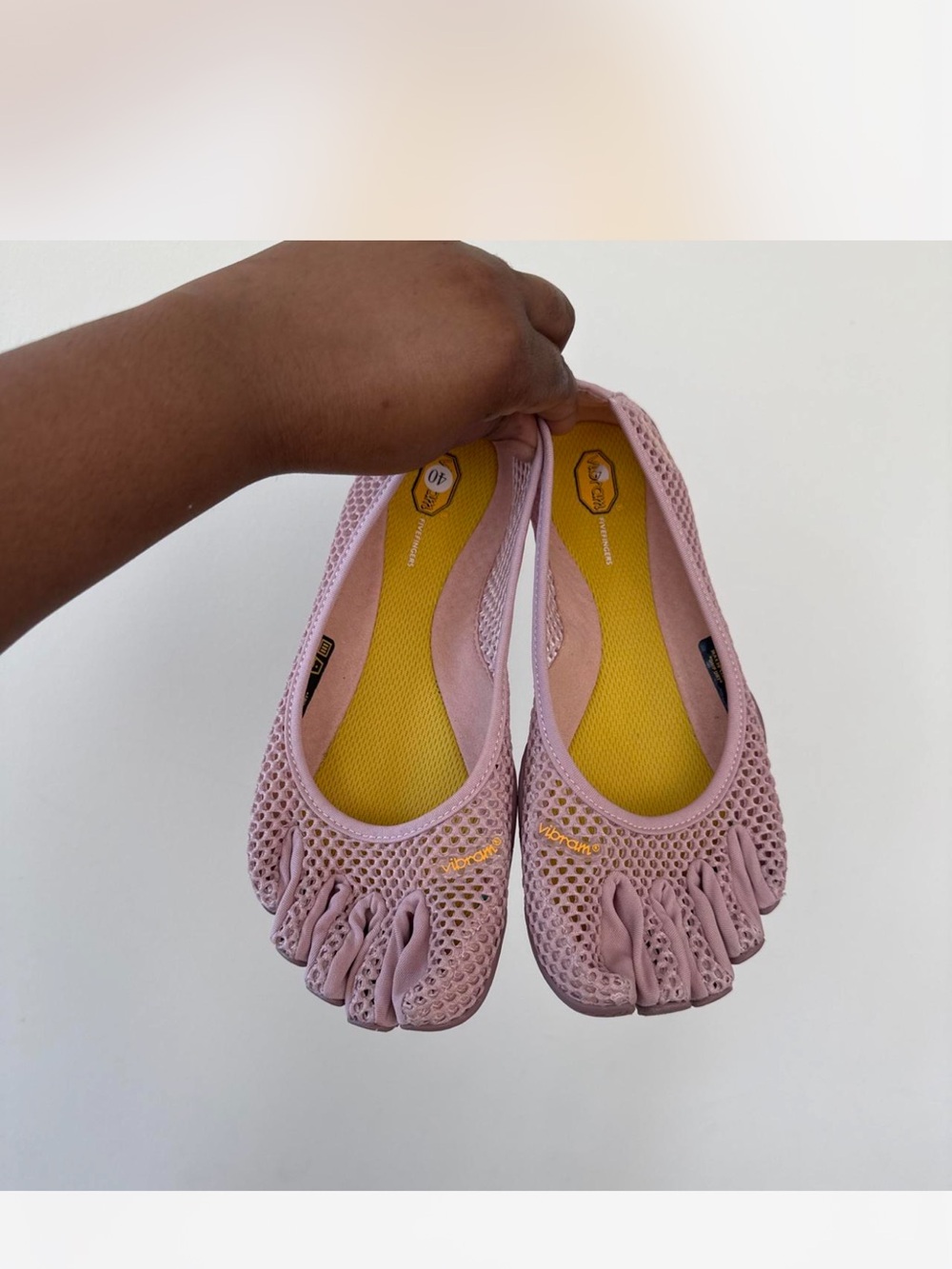 Vibram Women’s Light Pink FiveFingers Mesh Toe Flats with Yellow Insole